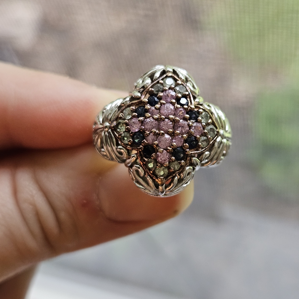 Victoria Wieck 1.01ct Colors of Sapphire Domed Quatrefoil Ring- Size 7